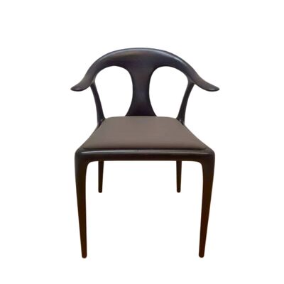 Αγορά Sculptural Ash Wood Dining Chair with Dynamic Lines and Tufted Leather Seat for Restaurants and Homes online manufacture