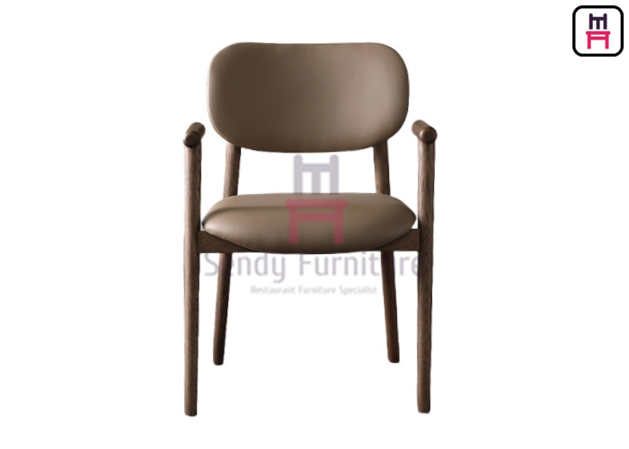 Leather Padded Ash Wood Dining Chair For Restaurant Use