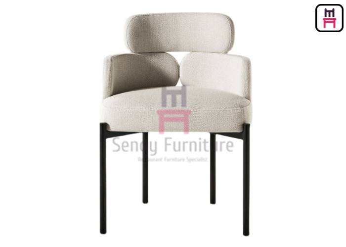 OEM Upholstered Fabric Dining Chair With Armrests In Metal Frame